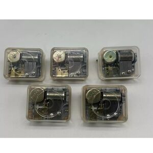 Set of 5 Clear Music Box Mechanisms vintage Narco windup